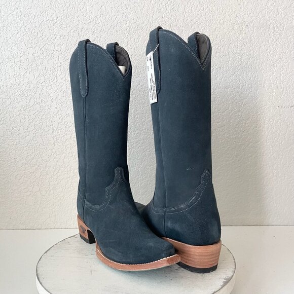 Lane boots Shoes - Lane EMMA JANE Womens Cowboy Boots 7.5 Navy Suede Western Cowgirl Mid Calf Tall
